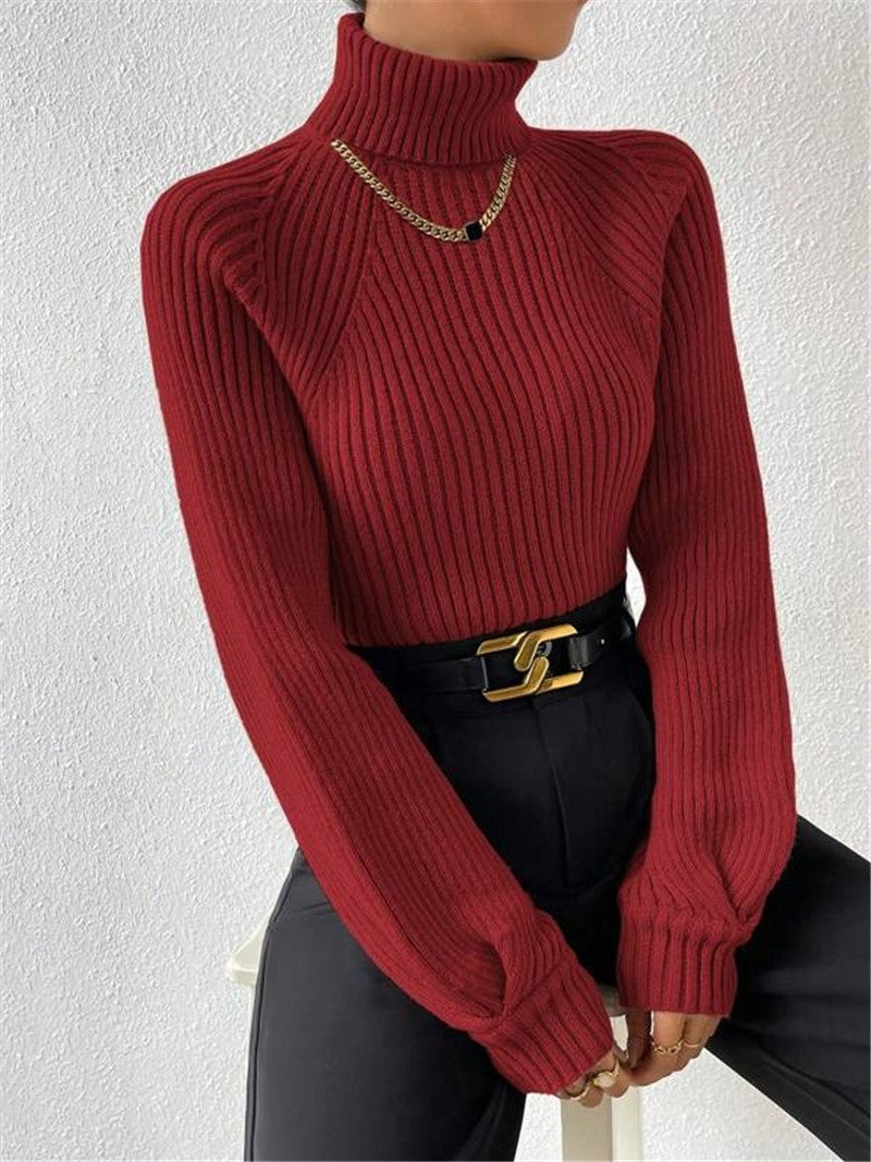 Damen figurbetonter Pullover mit Rippstruktur und Stehkragen Stalluxe