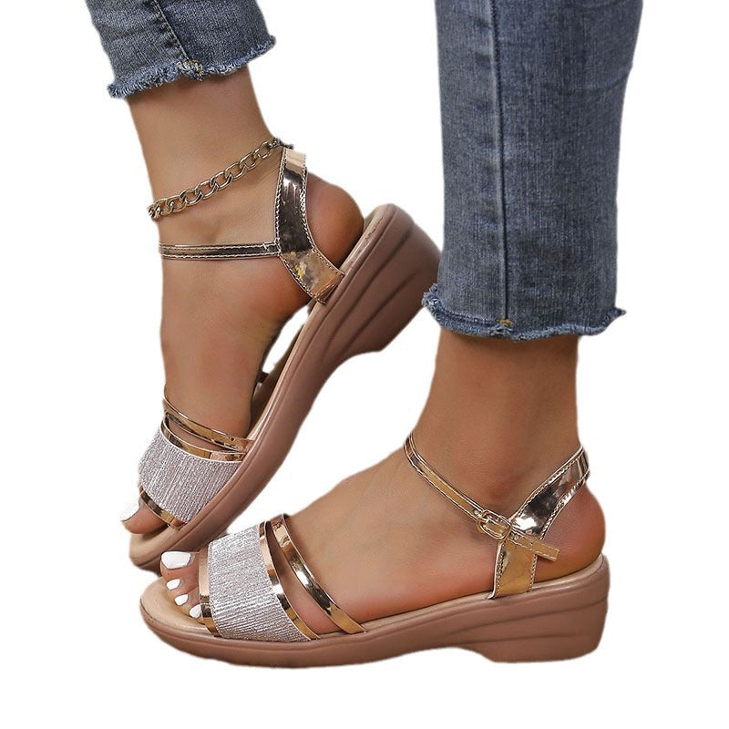 Damen elegante Keilsandalen mit verstellbaren Riemen Stalluxe