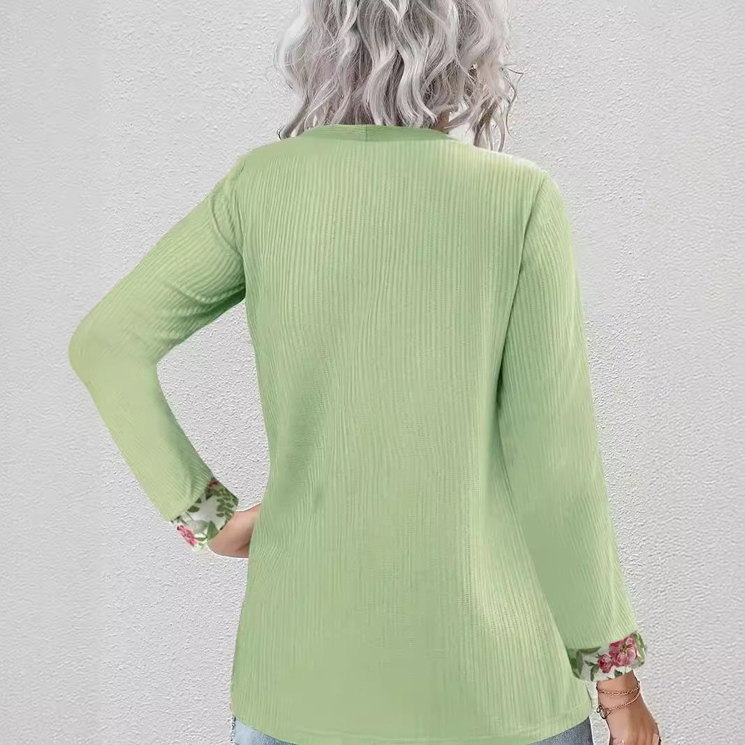 Damen lässiger Cardigan mit floralem Innenfutter und langen Ärmeln Stalluxe