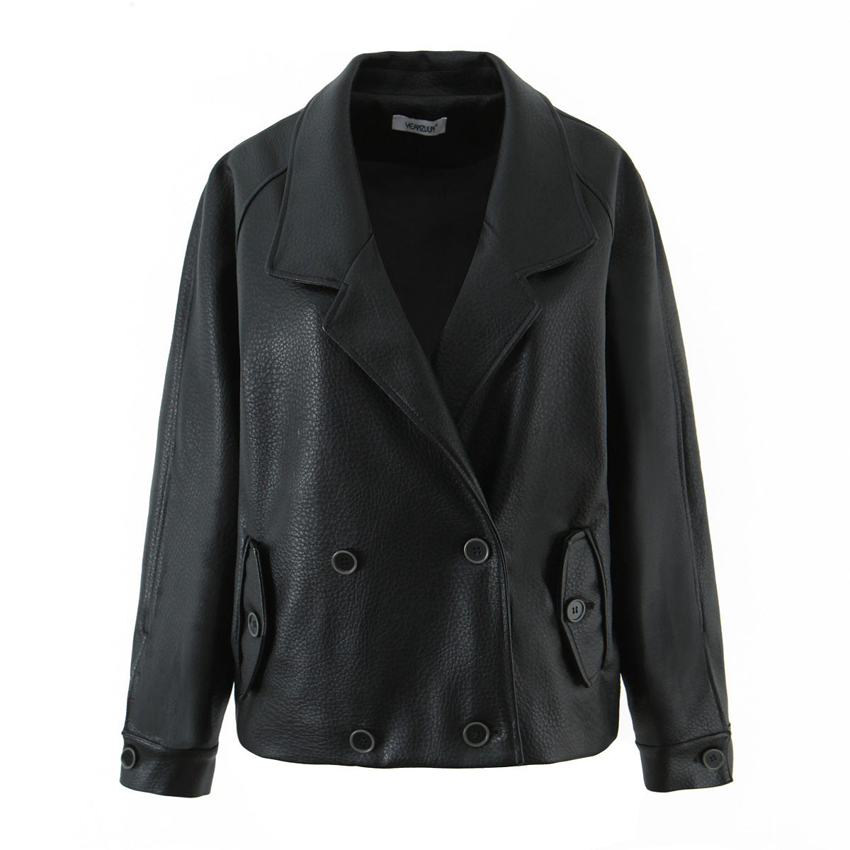 Damen modische Kunstlederjacke mit doppelter Knopfleiste und elegantem Schnitt Stalluxe