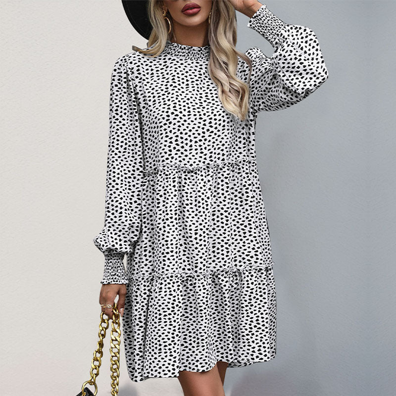 Damen lässiges Kleid mit gerafftem Design und eleganten Puffärmeln Stalluxe