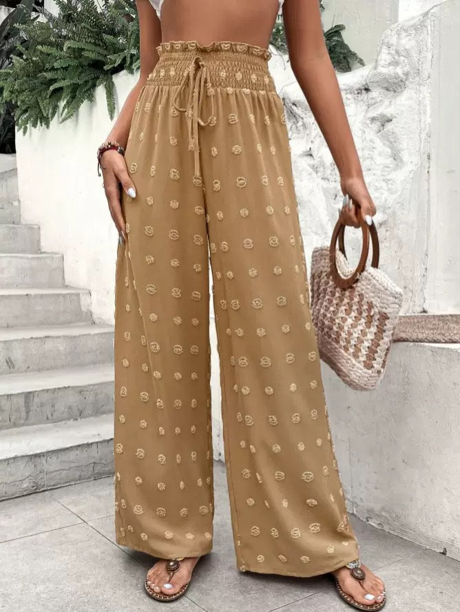 Damen Elegante Weite Sommerhose mit elastischem Bund und süßem Muster Stalluxe