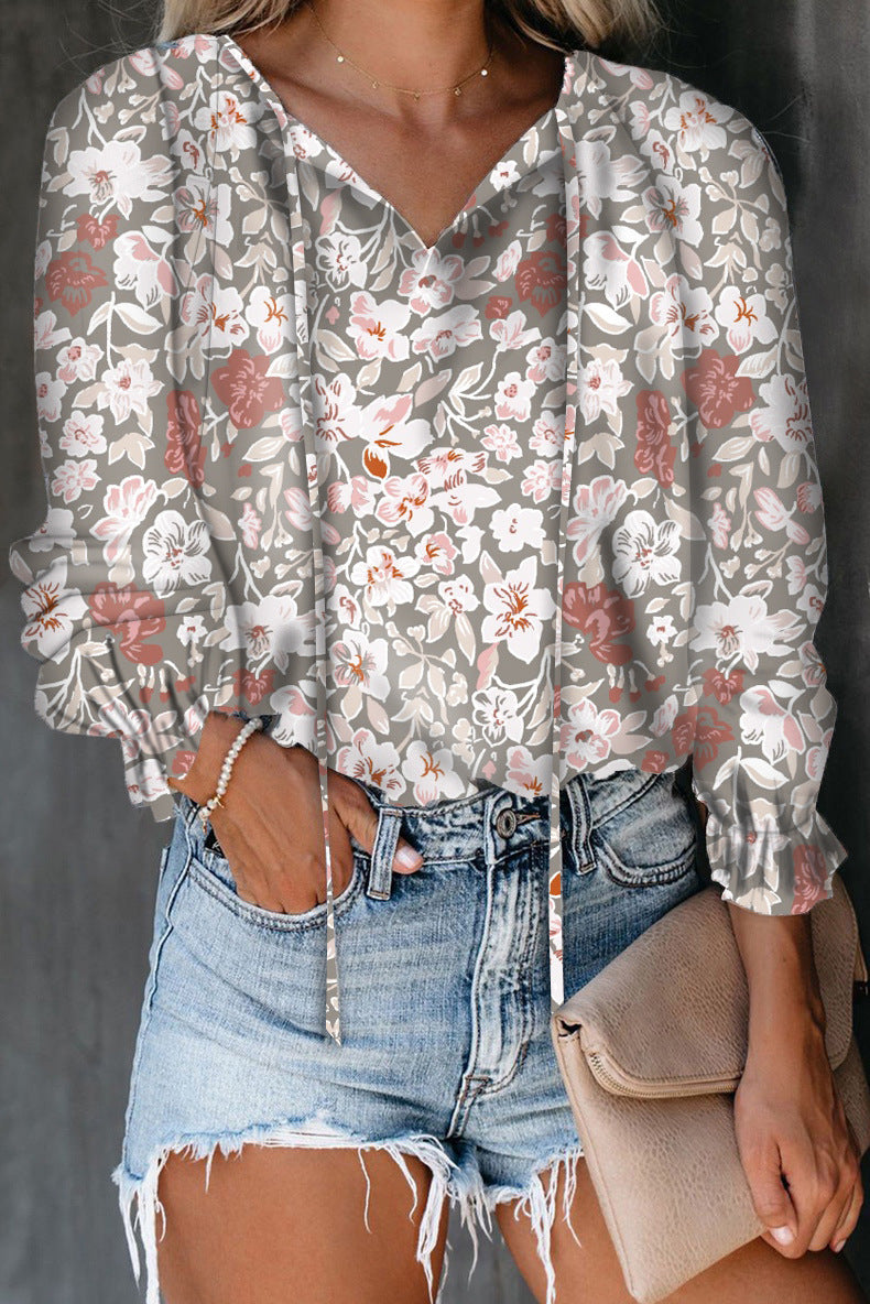 Damen Bluse mit raffiniertem Leopardenmuster und modischem V-Ausschnitt Stalluxe