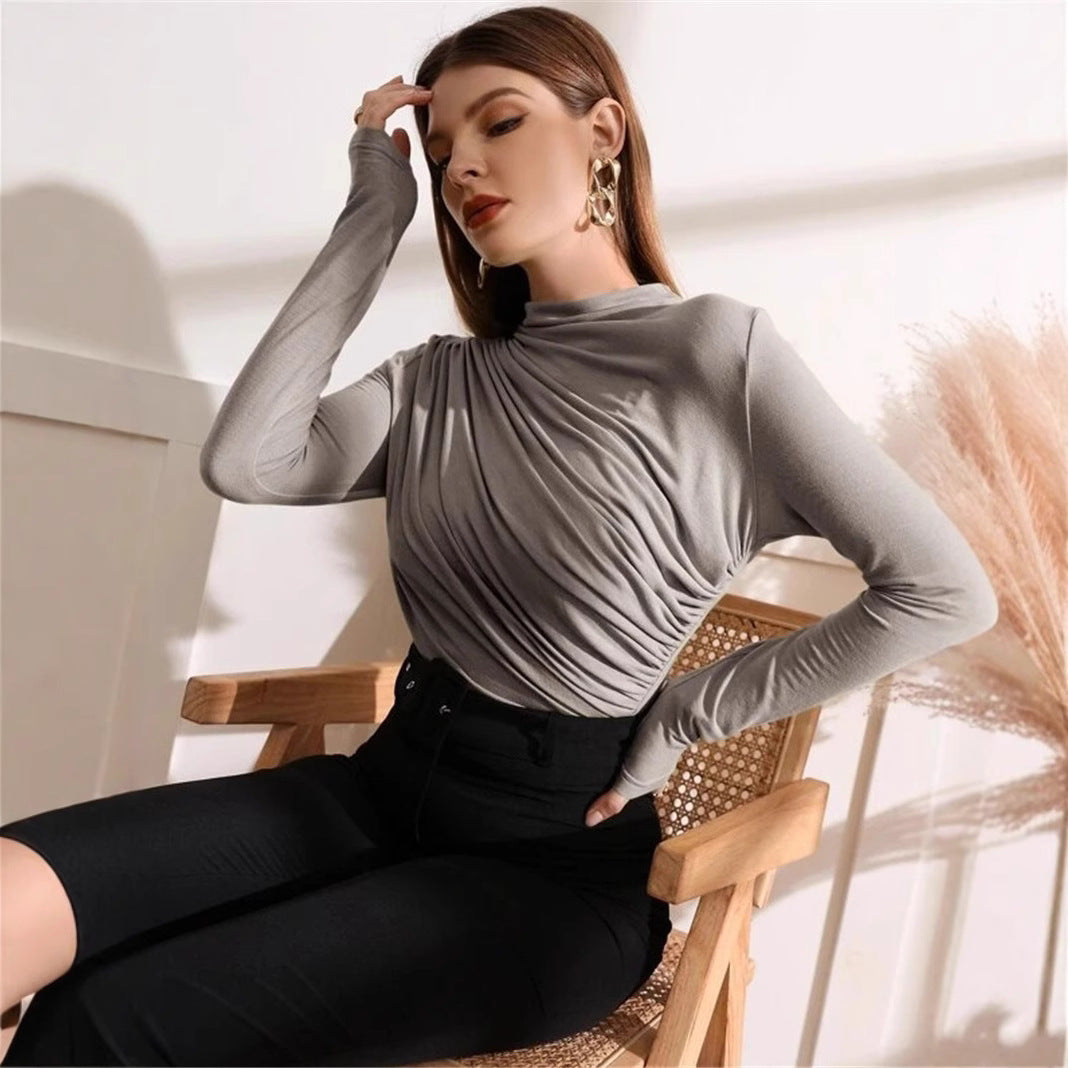 Damen Langarm-Shirt mit elegantem Wickeldesign Stalluxe