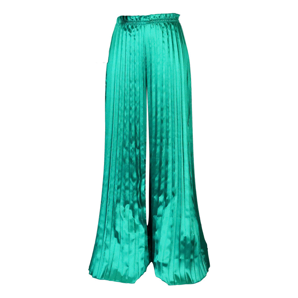 Damen Elegante Plisseehose mit weitem Bein und elastischem Bund Stalluxe