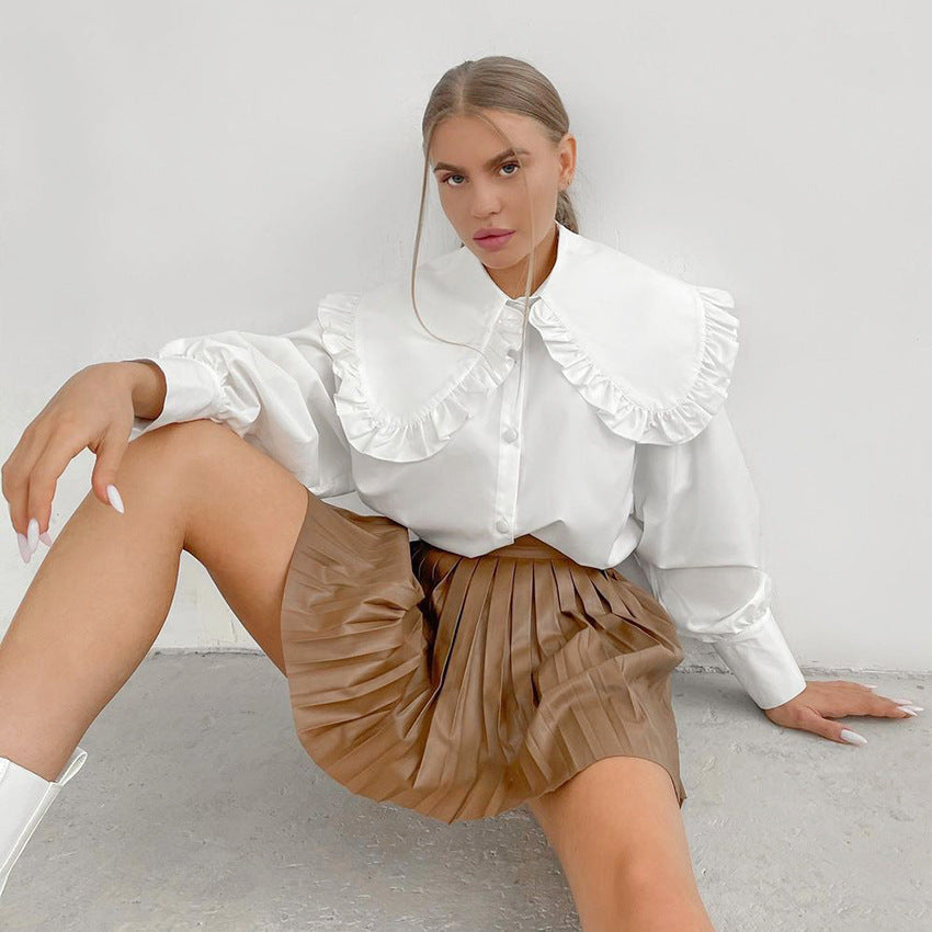 Damen Elegante Bluse mit voluminösen Ärmeln und Rüschensaum Stalluxe