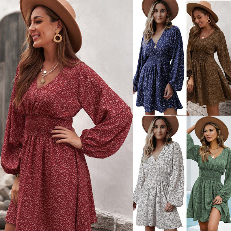 Damen Kleid mit tailliertem Schnitt und lässigen Ballonärmel Stalluxe