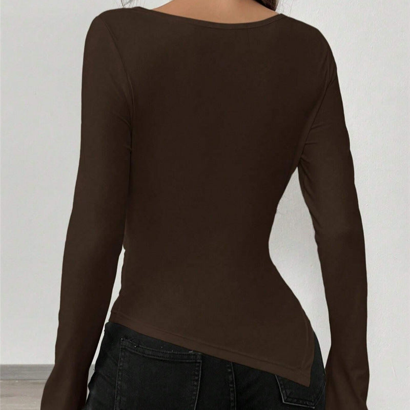 Damen Langarmshirt mit schmeichelnder V-Ausschnitt und einzigartiger Raffung Stalluxe