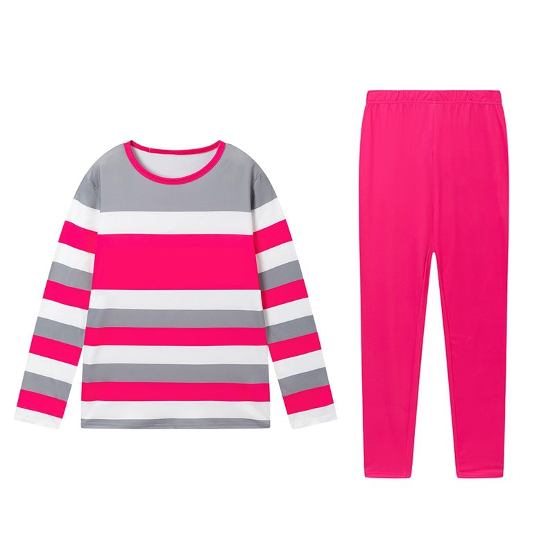 Damen Sportliches Schlafanzug-Set aus atmungsaktivem Material mit langärmeliger Oberteil und elastischen Hosen Stalluxe
