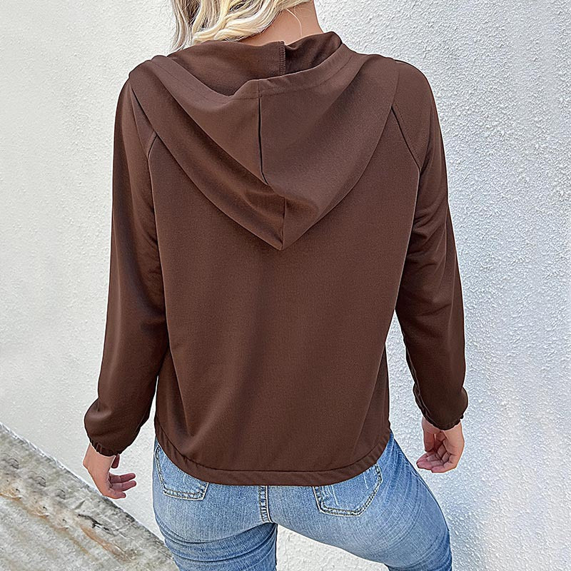 Damen Sportpullover mit Kapuze und Knopfleiste Stalluxe