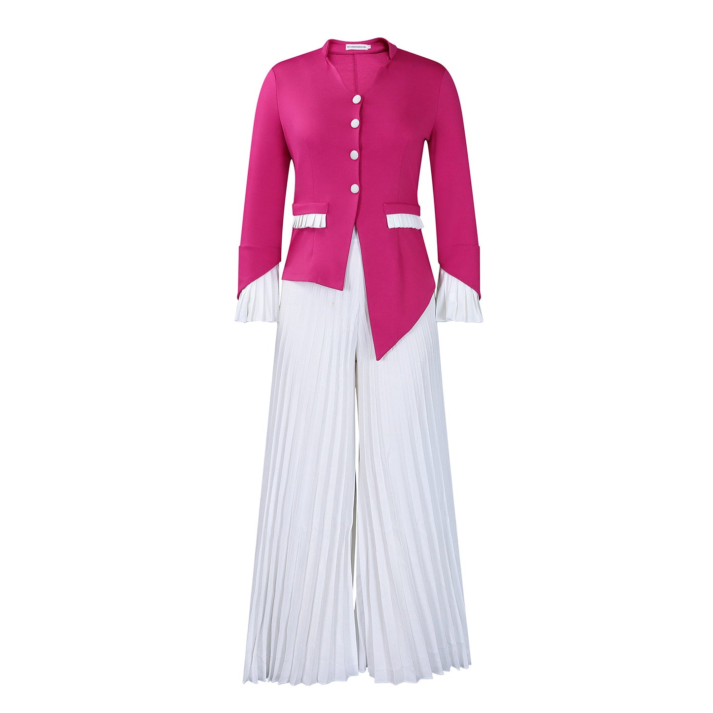 Damen Plissee Jumpsuit mit eleganter Blazerjacke und Raffdetails Stalluxe