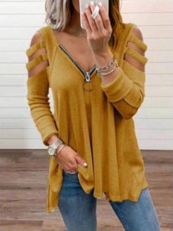 Damen Strickpullover mit modischen Cut-Out-Ärmeln Stalluxe