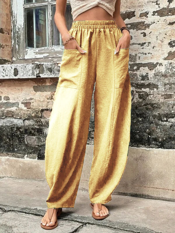 Damen Weite Palazzo-Hosen mit elastischem Bund und praktischen Taschen Stalluxe