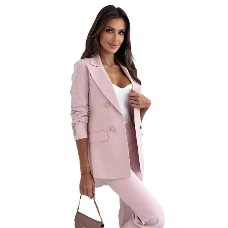 Damen modischer Blazer mit goldenen Knöpfen und tailliertem Schnitt Stalluxe