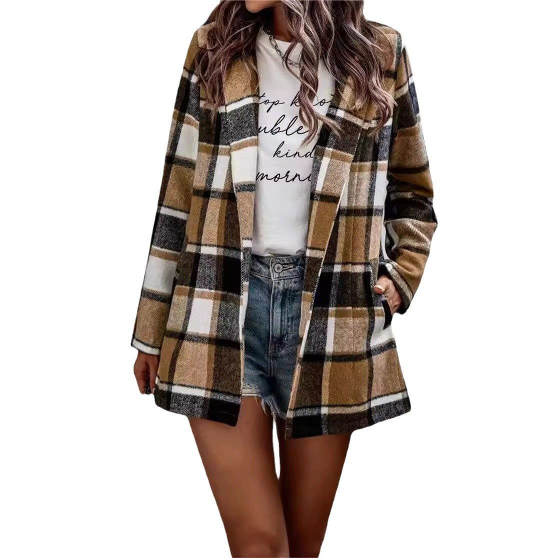 Damen Karierter Wollblazer Stalluxe