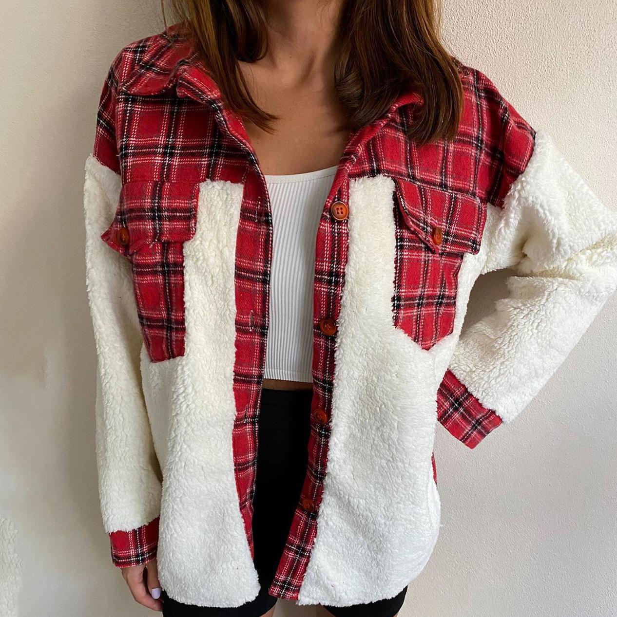 Damen Oversized Flanelljacke mit kuscheligem Innenfutter und praktischen Taschen Stalluxe
