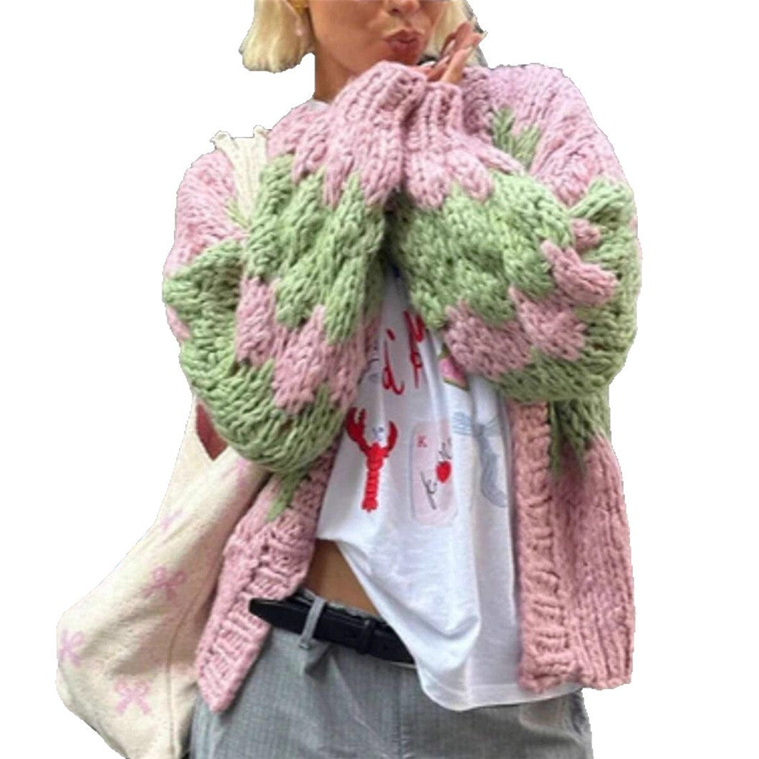 Damen grob gestrickter Cardigan mit Zickzackmuster Stalluxe