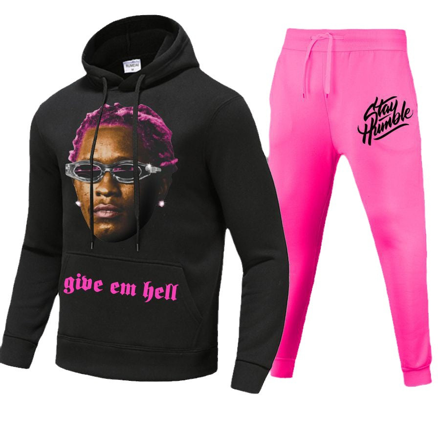 Damen Sportliches Hoodie- und Jogginghose-Set mit kreativem Grafikdruck und auffälligem Design Stalluxe