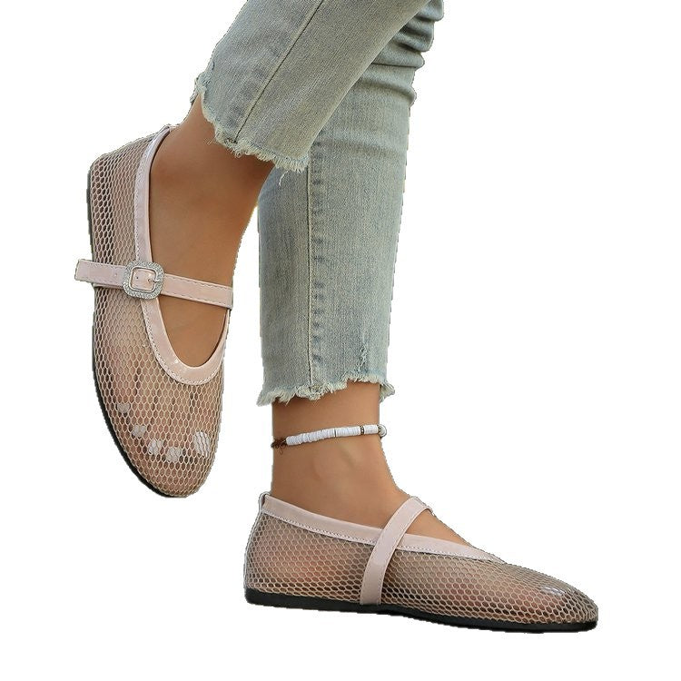 Damen elegante Ballerinas mit atmungsaktivem Netzdesign und modischem Riemchen Stalluxe