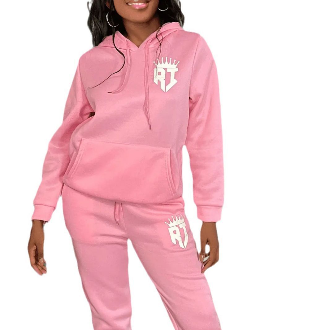 Damen kuscheliges Hoodie- und Jogginghose-Set mit praktischem Kängurutaschen-Design Stalluxe