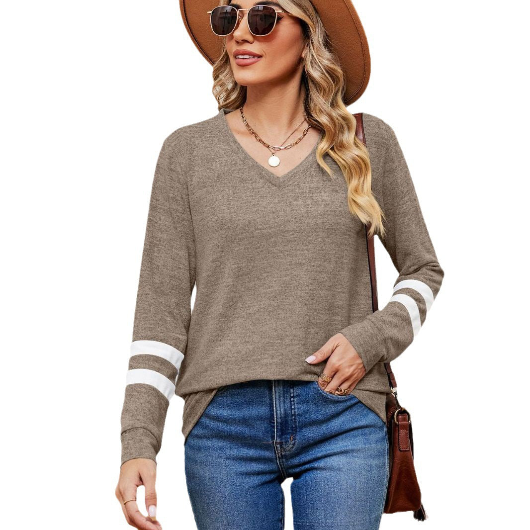 Damen V-Ausschnitt Sweatshirt mit grafischem Schulterdesign Stalluxe