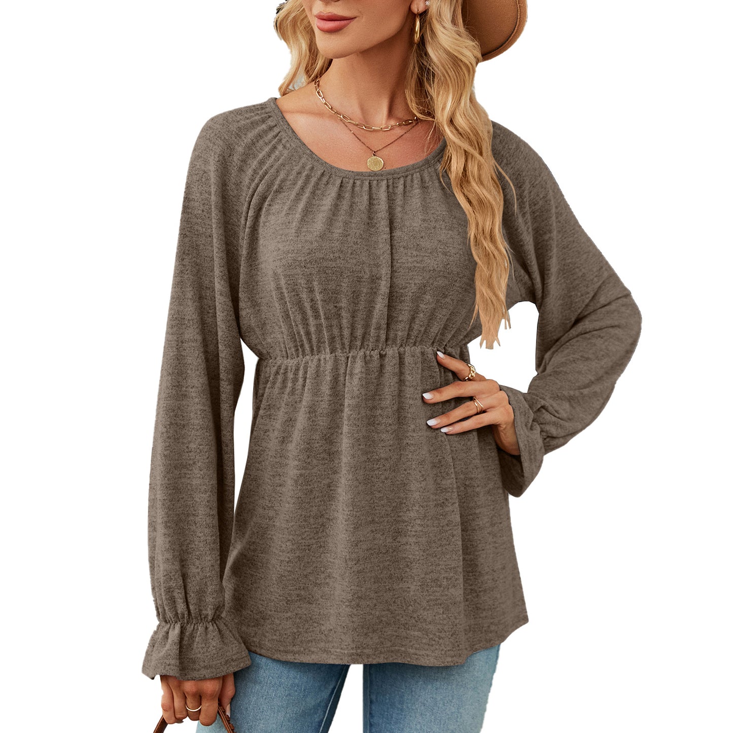 Damen lässiges Blusenshirt mit Raffung Stalluxe