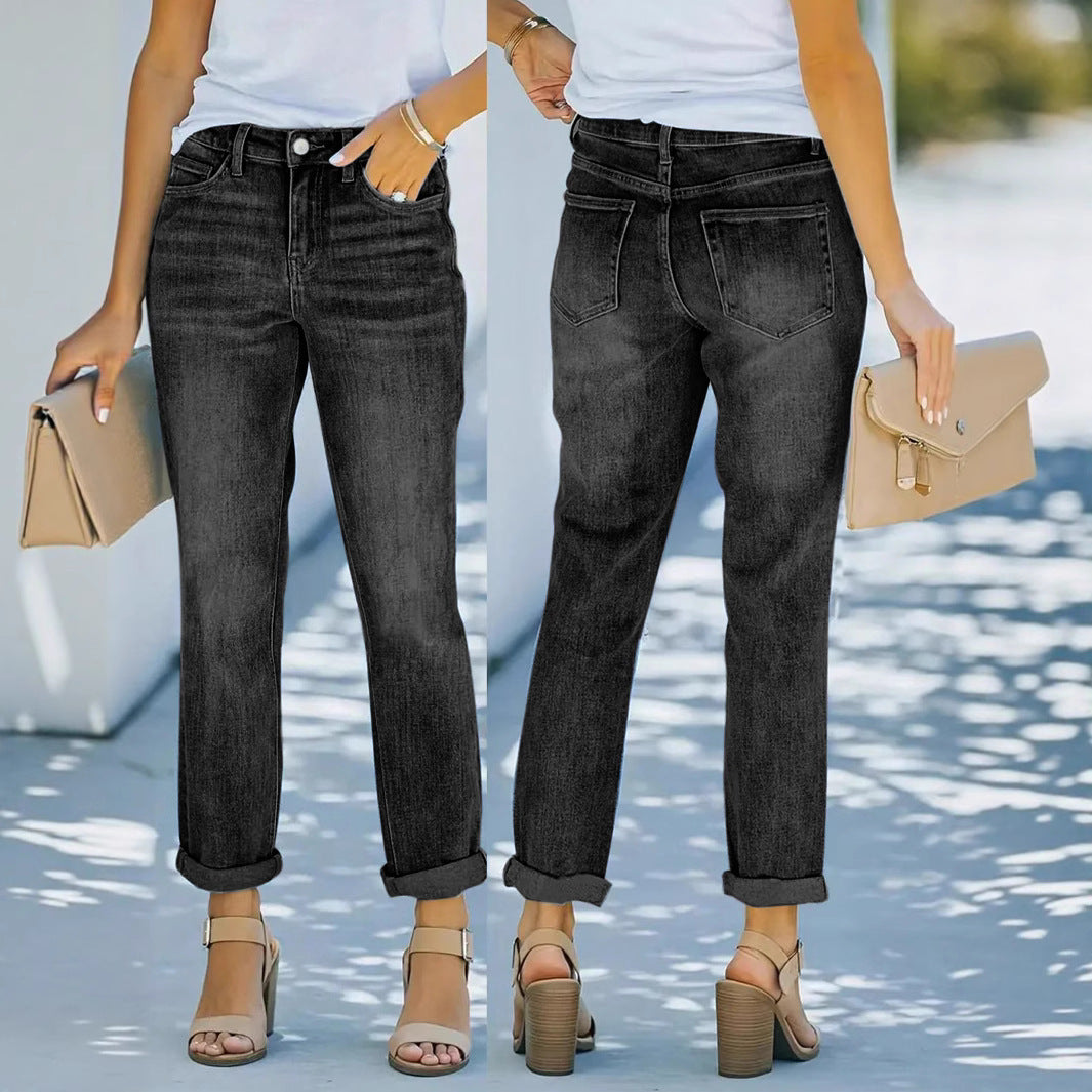 Damen High-Waist Jeans im lässigen Boyfriend-Stil Stalluxe