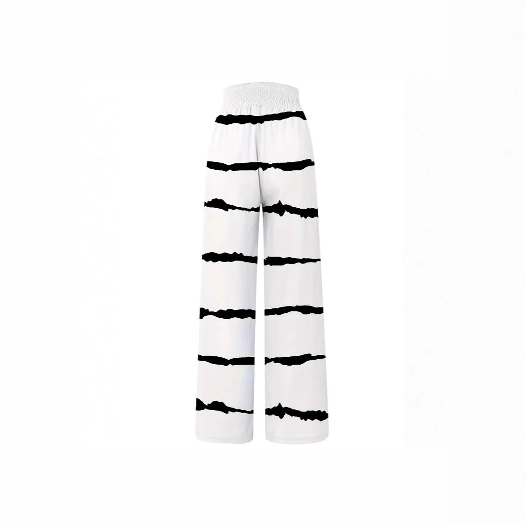 Damen Trendige Palazzo-Hose mit elastischem Bund und dekorativem Streifenmuster Stalluxe