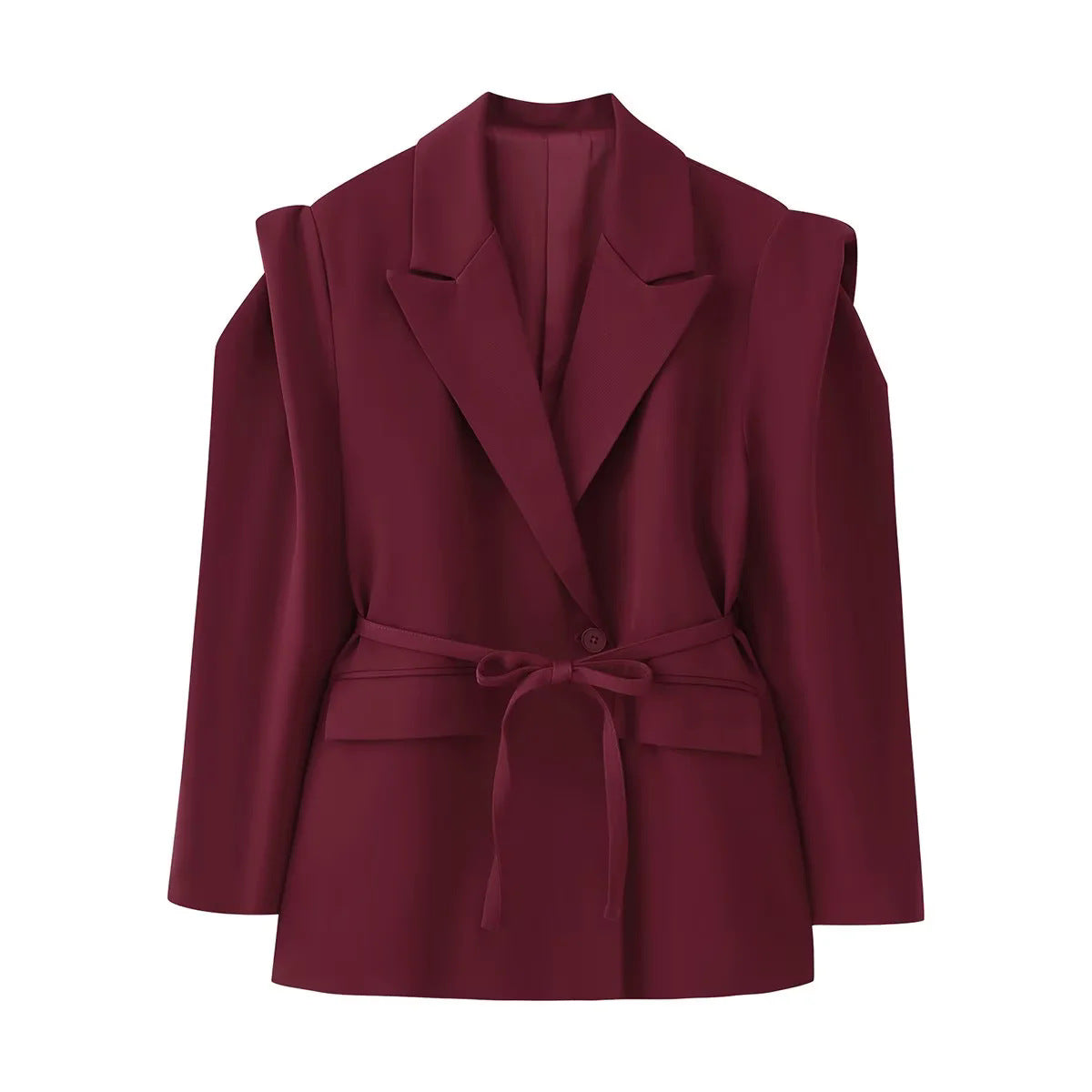 Damen Modische Blazerjacke mit Gürtel und Seidenoptik Stalluxe