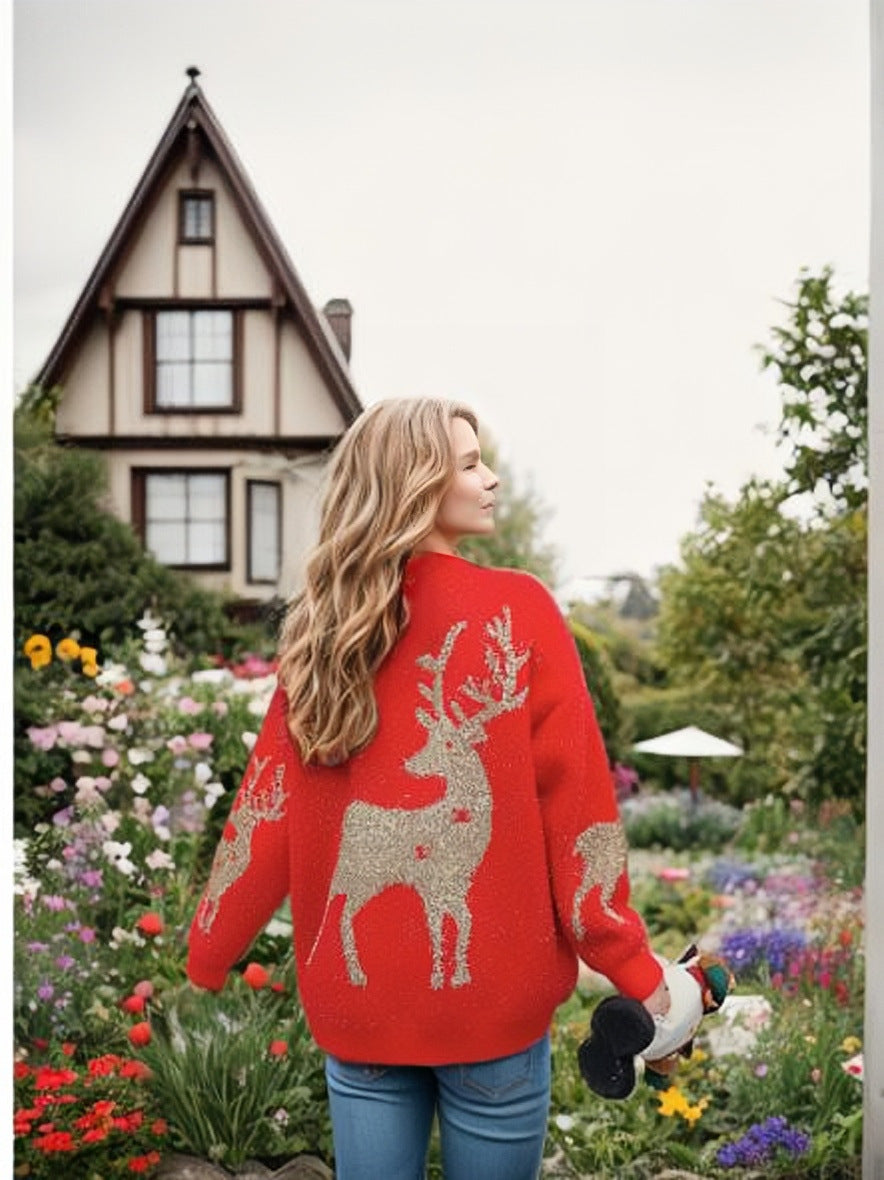 Damen Kuscheliger Pullover mit festlichem Schneeflocken-Muster Stalluxe