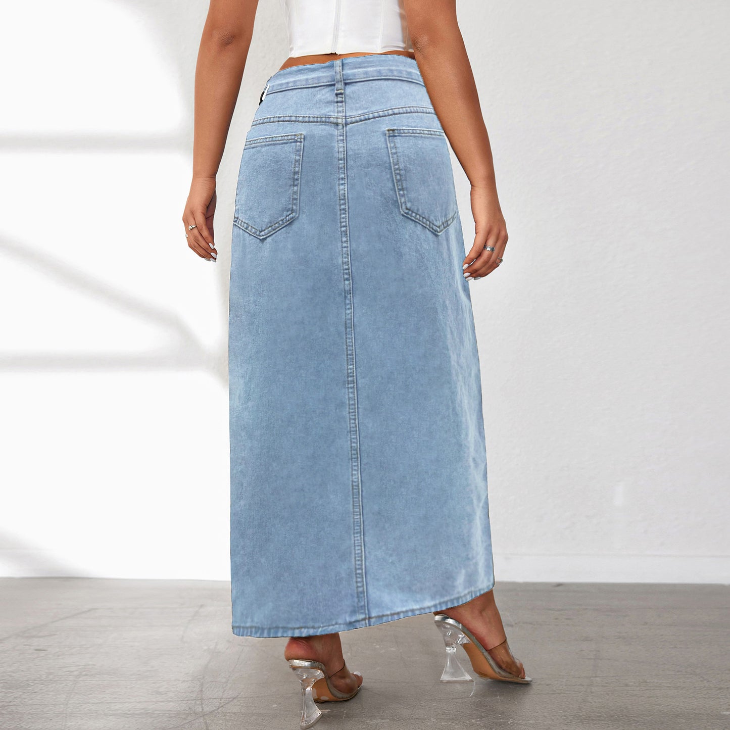 Damen Jeansrock mit hohem Schlitz und lässigem Schnitt Stalluxe