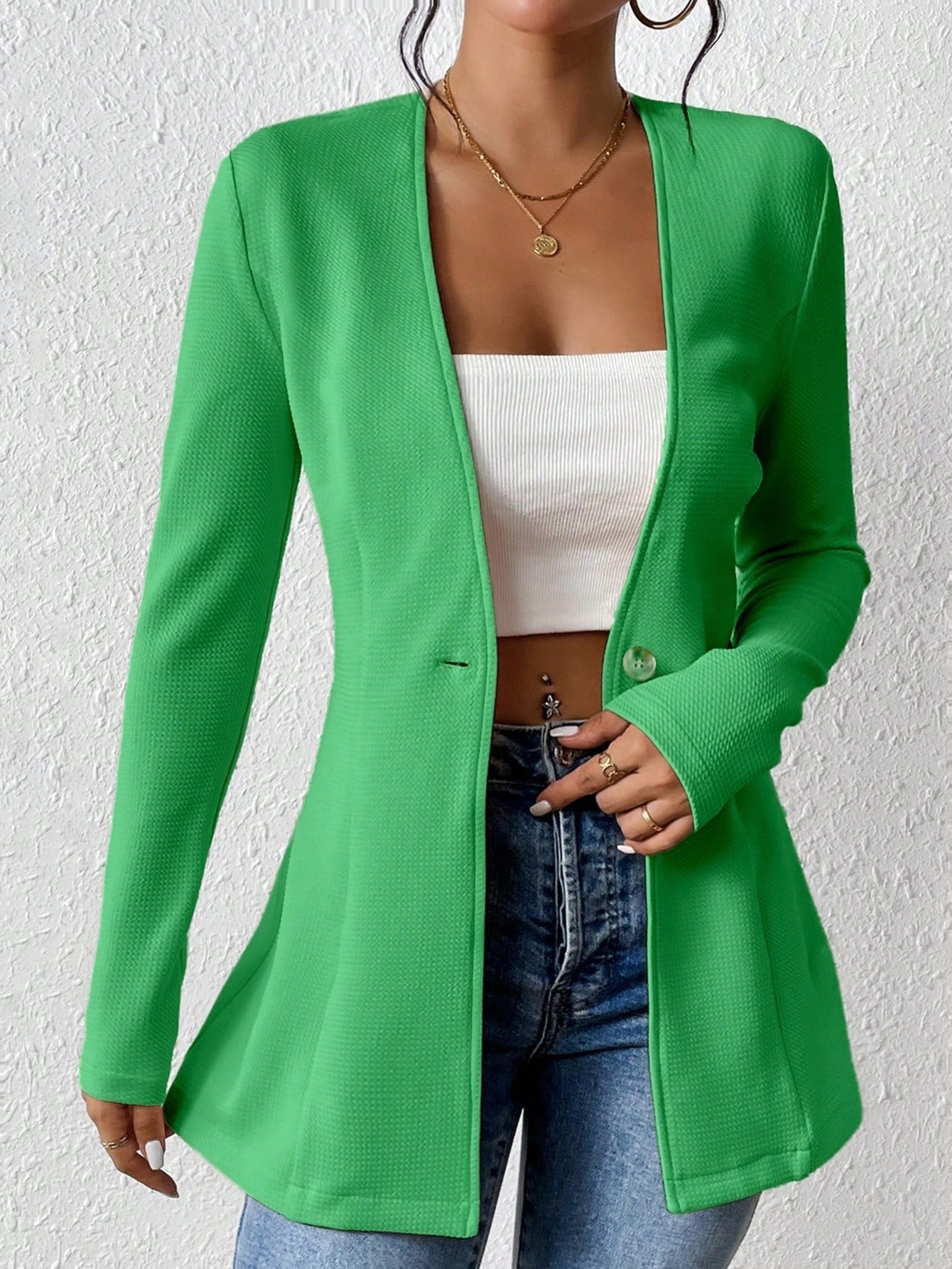 Damen elegante Blazerjacke mit asymmetrischem Schnitt Stalluxe