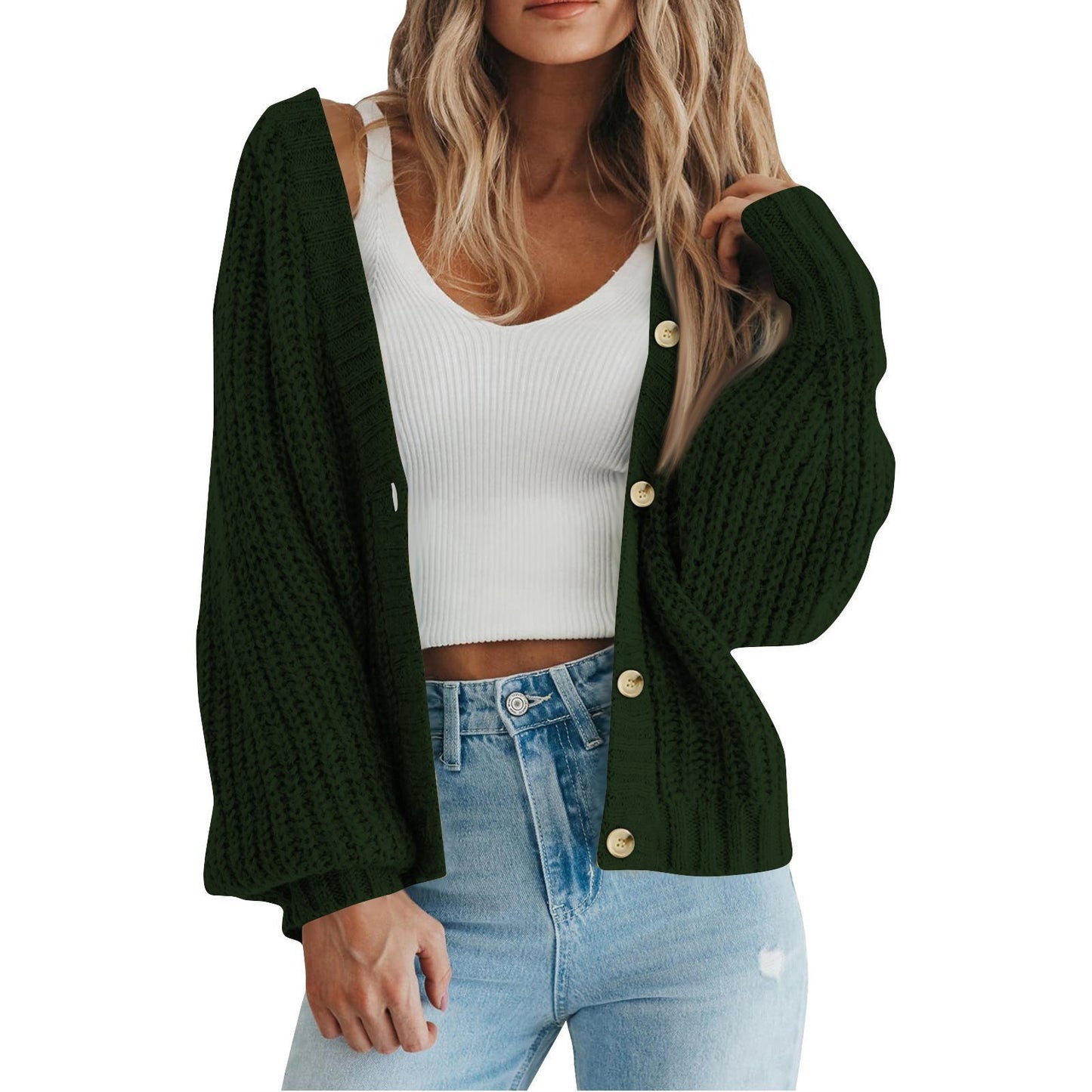 Damen Grobstrick-Cardigan mit Knopfdetails und weitem Schnitt Stalluxe