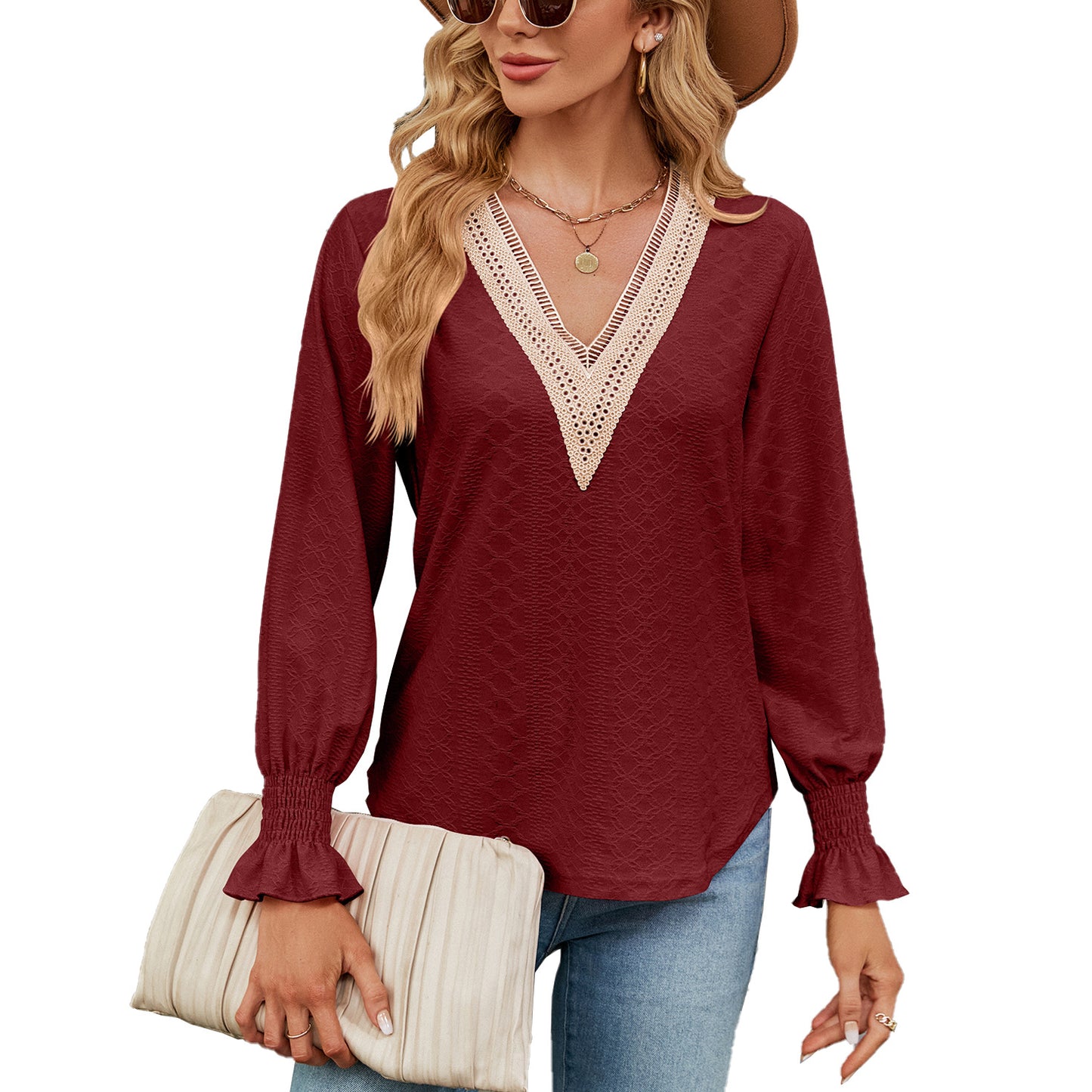 Damen Luftiges Blusenshirt mit feinem Strukturdesign Stalluxe