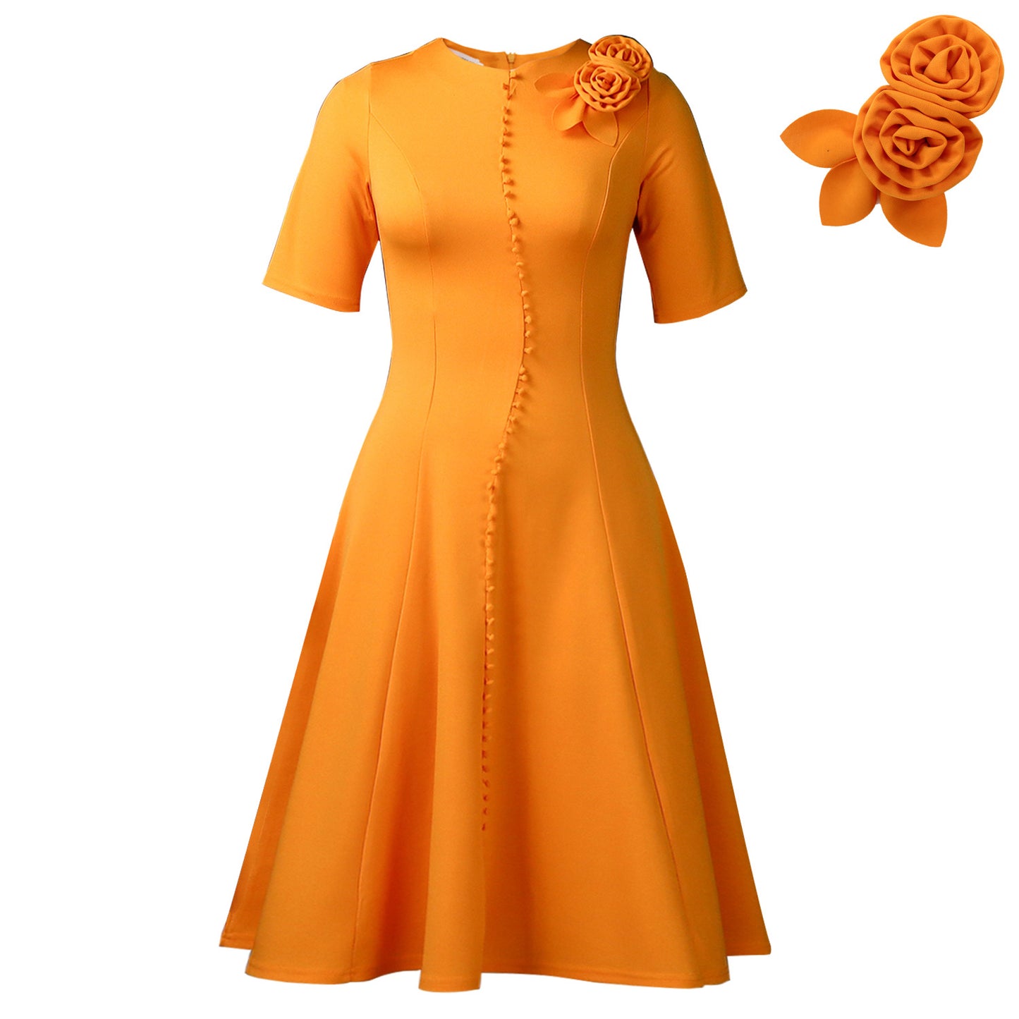 Damen Elegant geschnittenes Kleid mit einem raffinierten Blumen-Detail Stalluxe