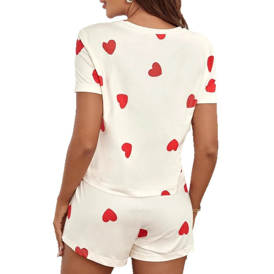 Women's Heart Print Lounge Set Stalluxe