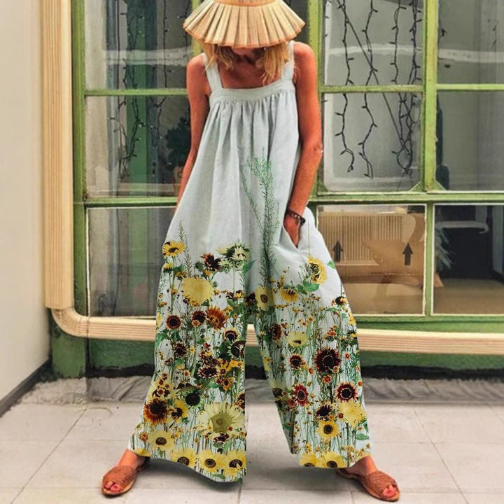 Women's Artistic Print Wide-Leg Jumpsuit Stalluxe