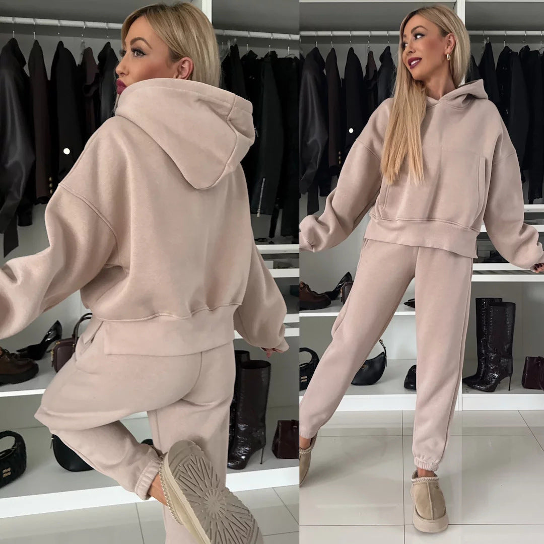 Damen lässiger Hoodie und Jogginghose Set mit elastischem Bund und geräumigen Taschen Stalluxe