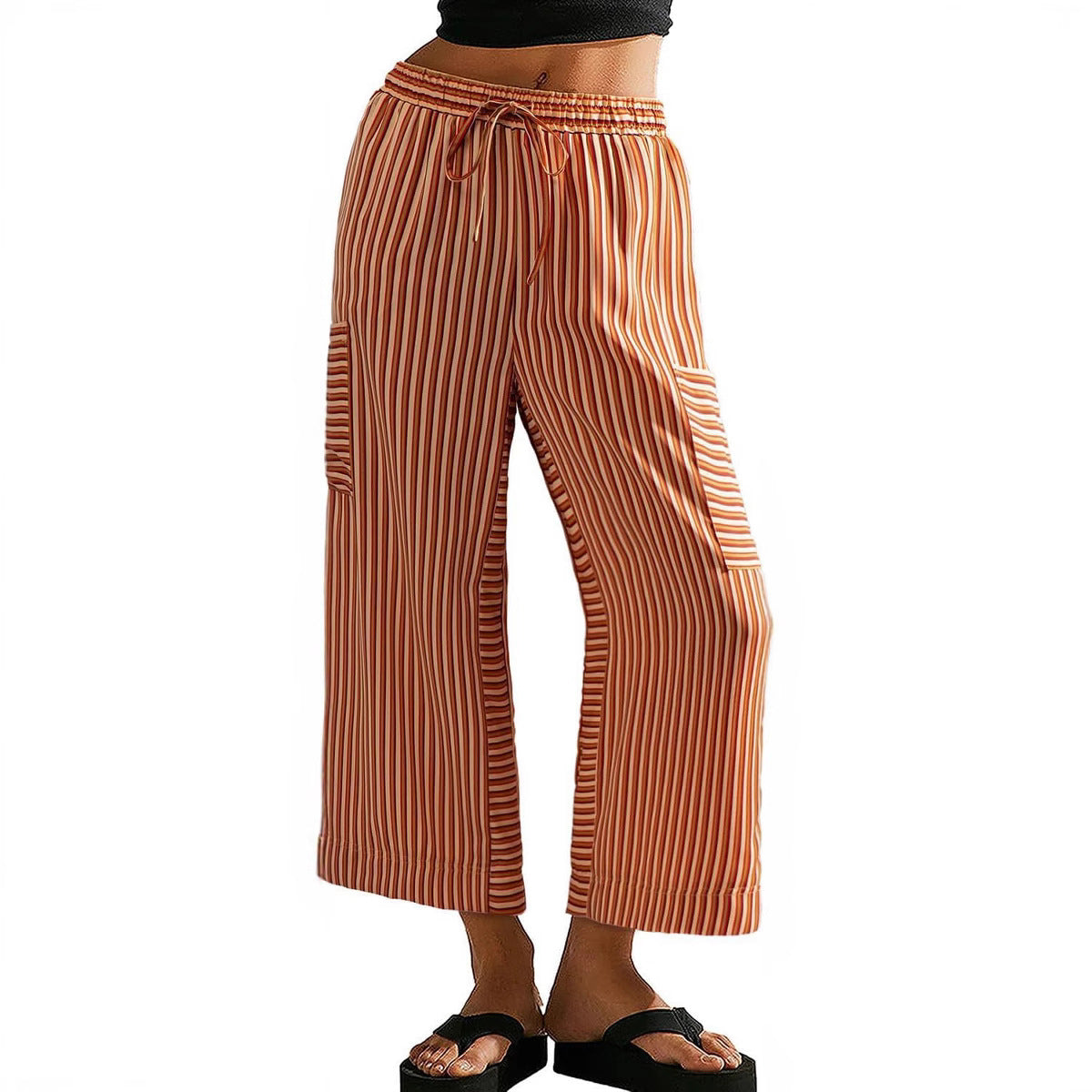 Women's Striped Wide-Leg Trousers Stalluxe