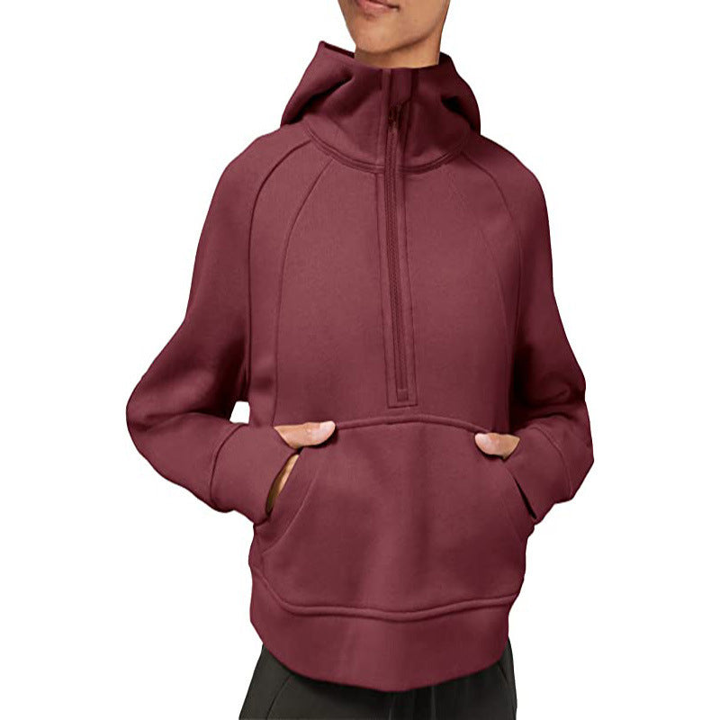 Damen sportlicher Fleece-Hoodie mit halbem Reißverschluss Stalluxe