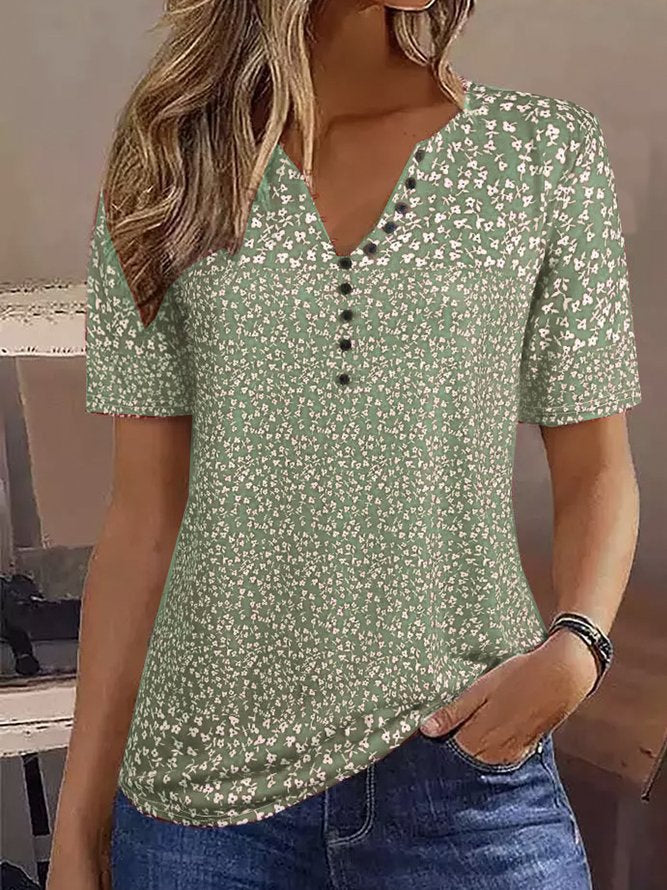 Damen Kurzarmbluse mit floralem Muster Stalluxe
