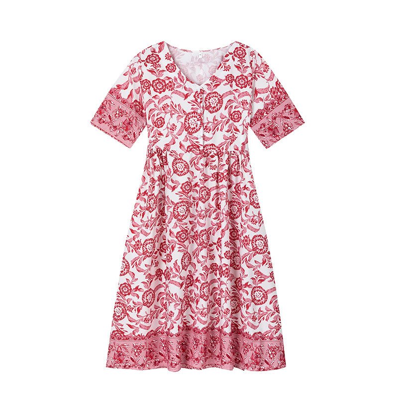 Damen Sommerkleid mit floralem Druck und halbärmeligem Design Stalluxe
