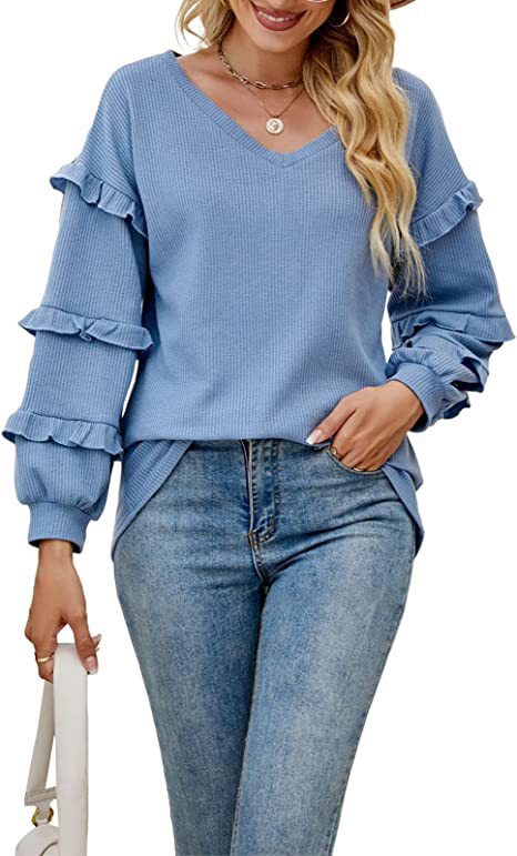 Damen Rüschensweater mit V-Ausschnitt Stalluxe