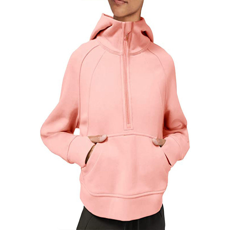 Damen sportlicher Fleece-Hoodie mit halbem Reißverschluss Stalluxe