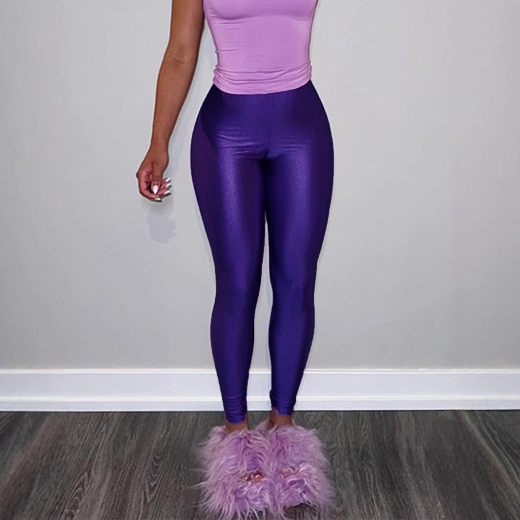 Damen Hochglänzende Fitness-Leggings mit hoher Taille und umfassendem Komfort Stalluxe