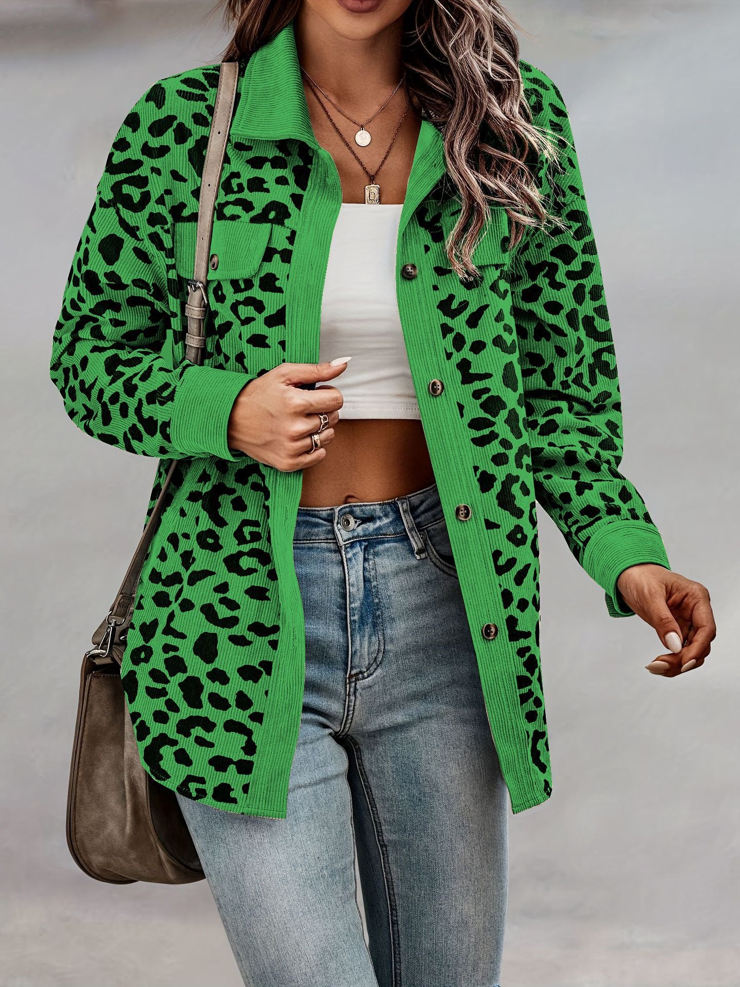 Damen lässige Leinenjacke im Animal-Print Stil Stalluxe