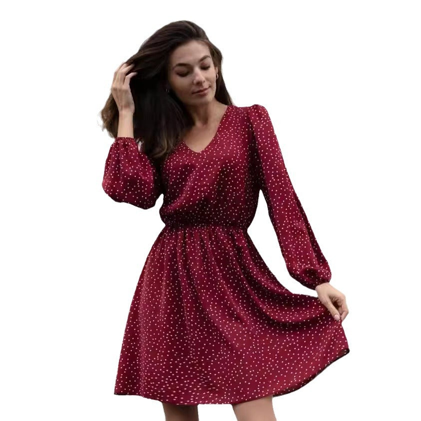 Damen Freizeitkleid mit gepunktetem Design und nähe Taillierung Stalluxe