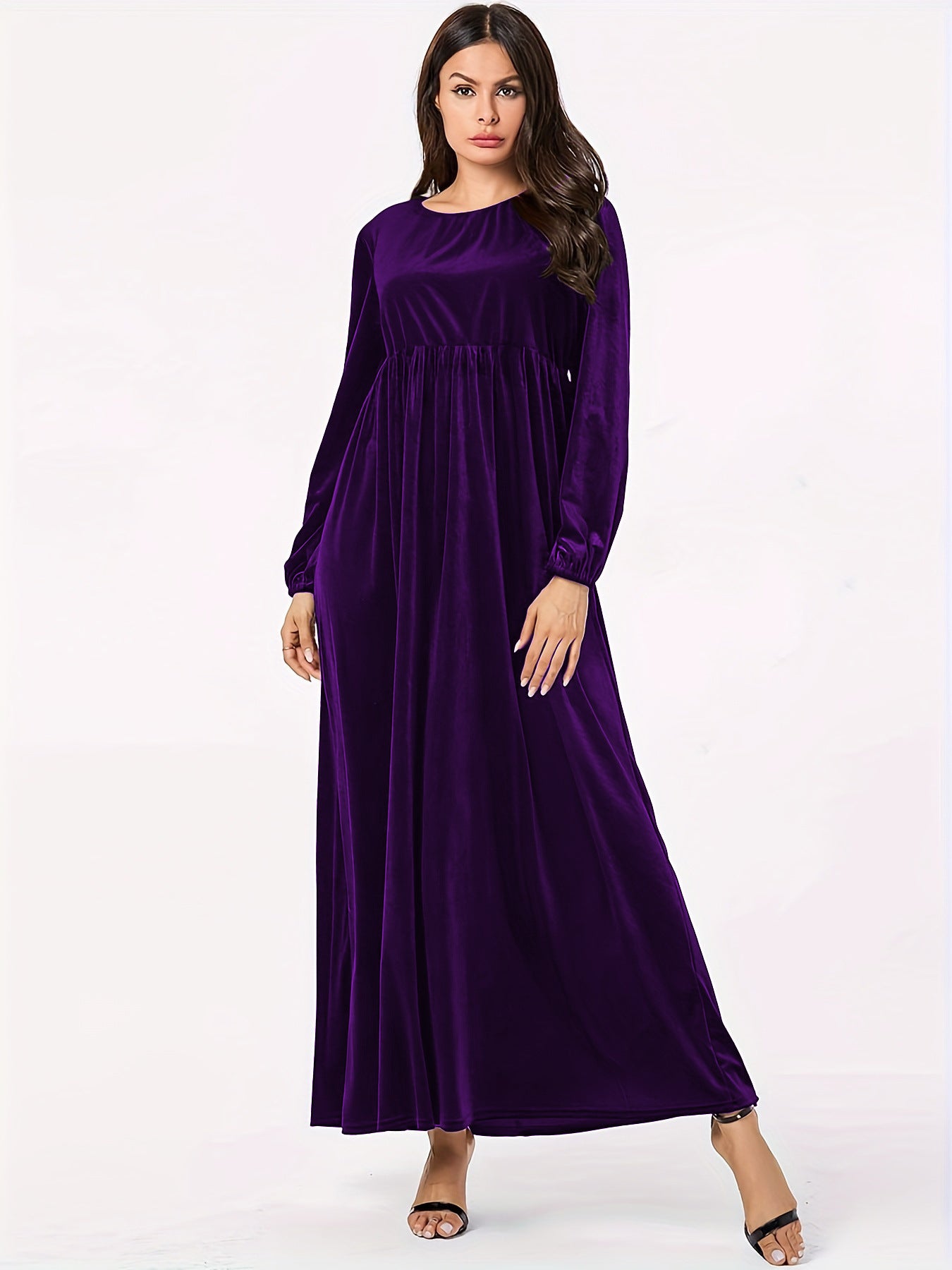 Damen Maxikleid aus luxuriösem Samt mit elegantem Faltenwurf Stalluxe