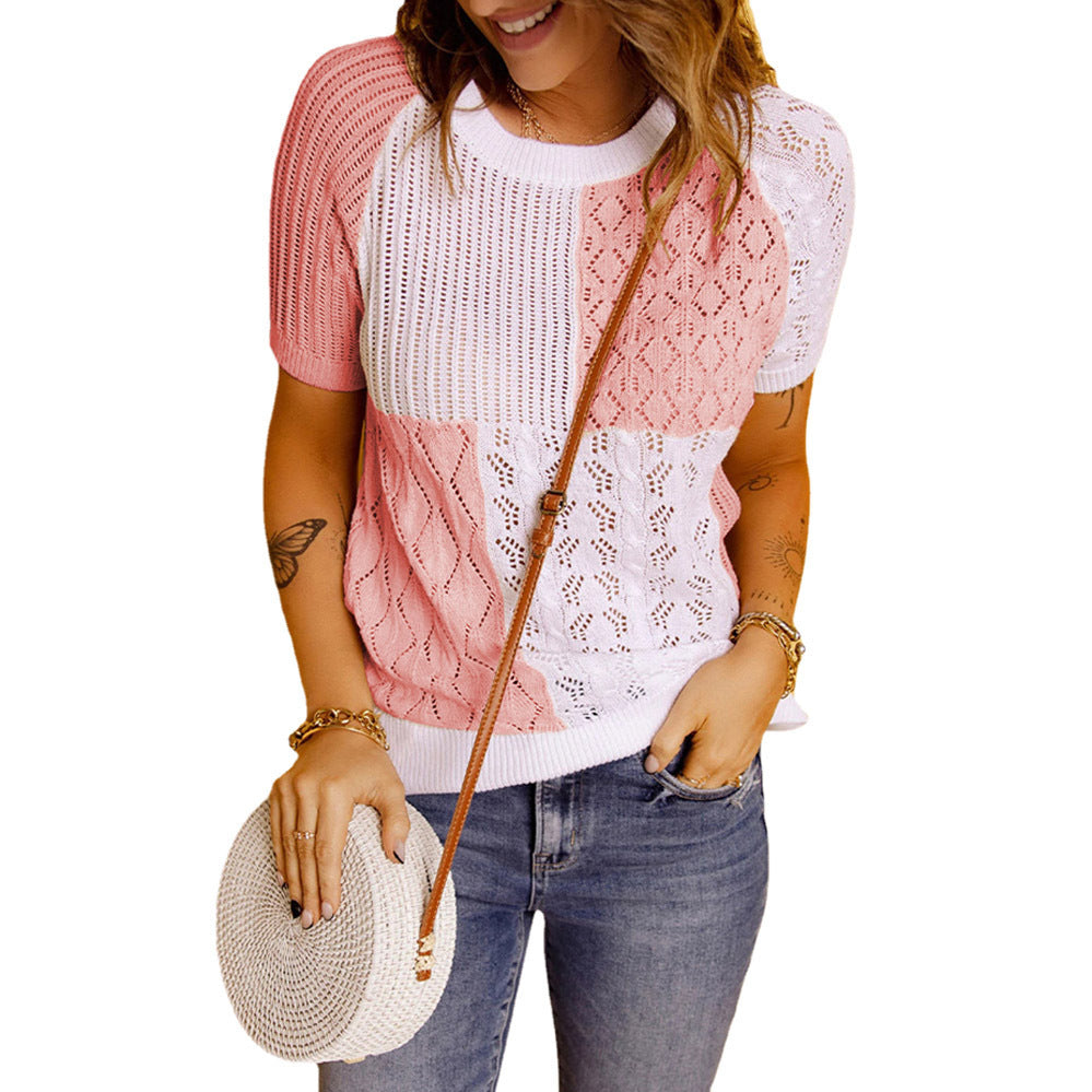Damen Strukturiertes Farbkasten Stricktop Stalluxe