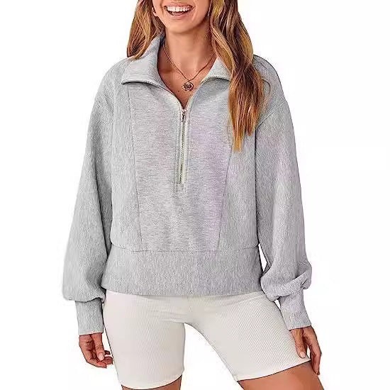 Damen lässiger Pullover mit Stehkragen und Reißverschluss Stalluxe